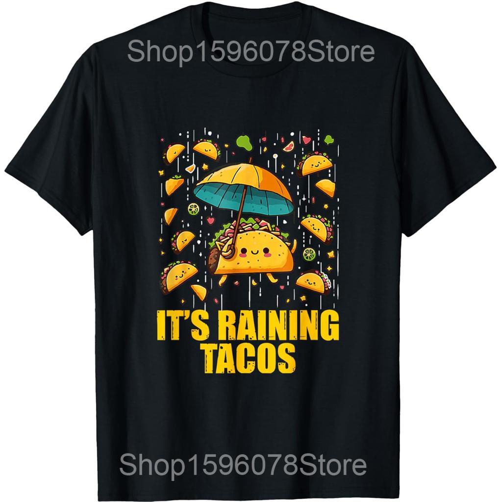 Tacos Christmas Tree Funny Xmas Foodie Mexican T Shirts Unisex Cotton Humor Streetwear Tee Shirt Short Sleeve Unisex Loose Clothing