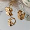 Ingemark 3Pcs/Set Creative Smooth Geometric Chunky Open Rings for Women Punk Irregular Adjustable Finger Rings Men Jewelry Gift