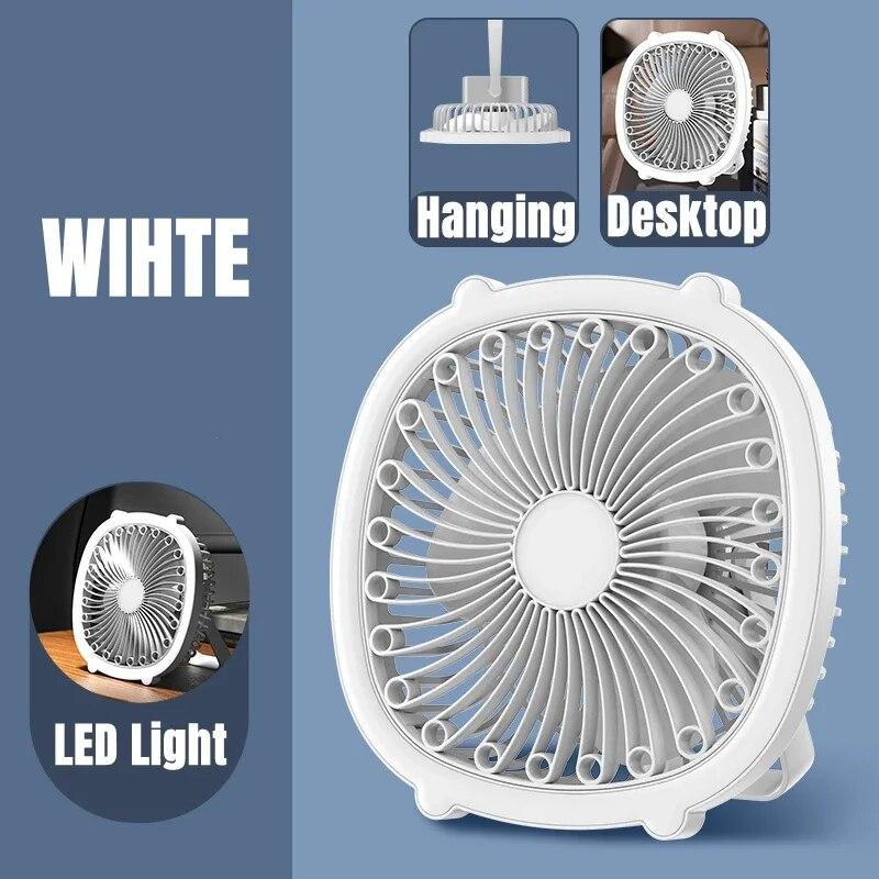 Dobíjecí ventilátor 4 v 1 s lehkým stropním ventilátorem Campingový ventilátor Mini ventilátor Stolní ventilátor