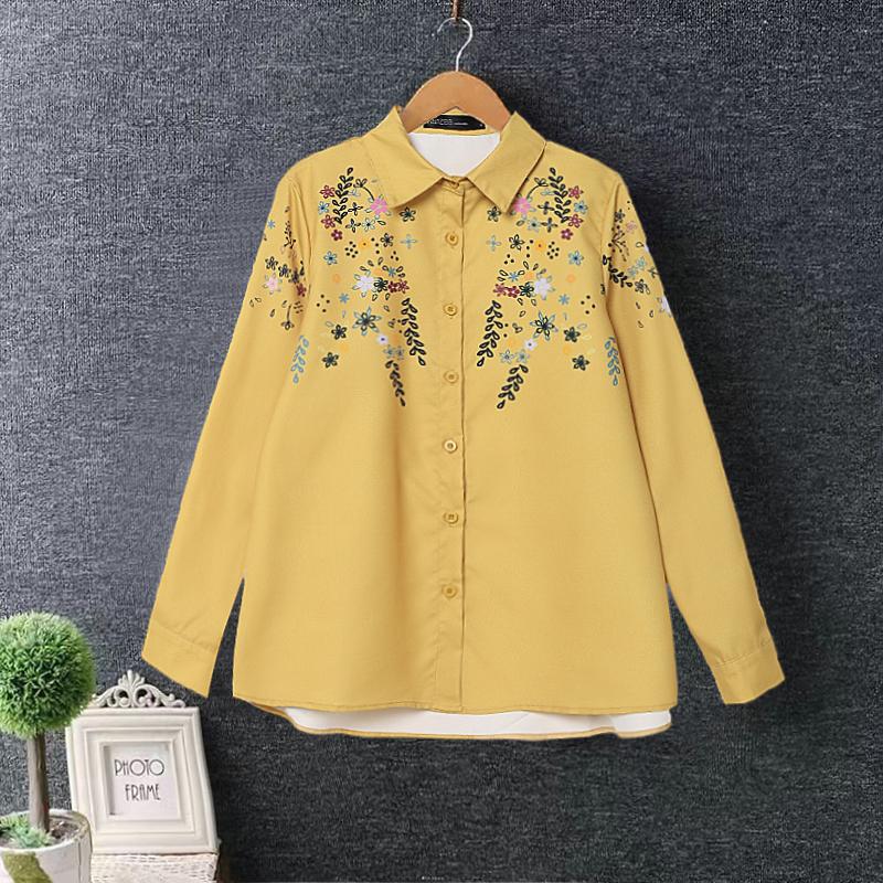 

ZANZEA Женские винтажные свободные рубашки с цветочным принтом и длинным рукавом 5XL жёлтый