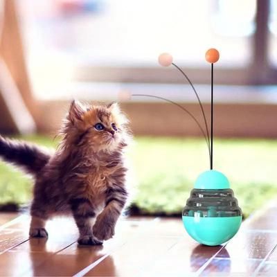 Tumbler Cat Leaky Feeding Ball Cat Teaser Stick Interaktiver langsamer Leckerli-Ball Tierfutter-Drehteller-Spielzeug Hunde-Puzzle-Leckerli-Futterspielzeug