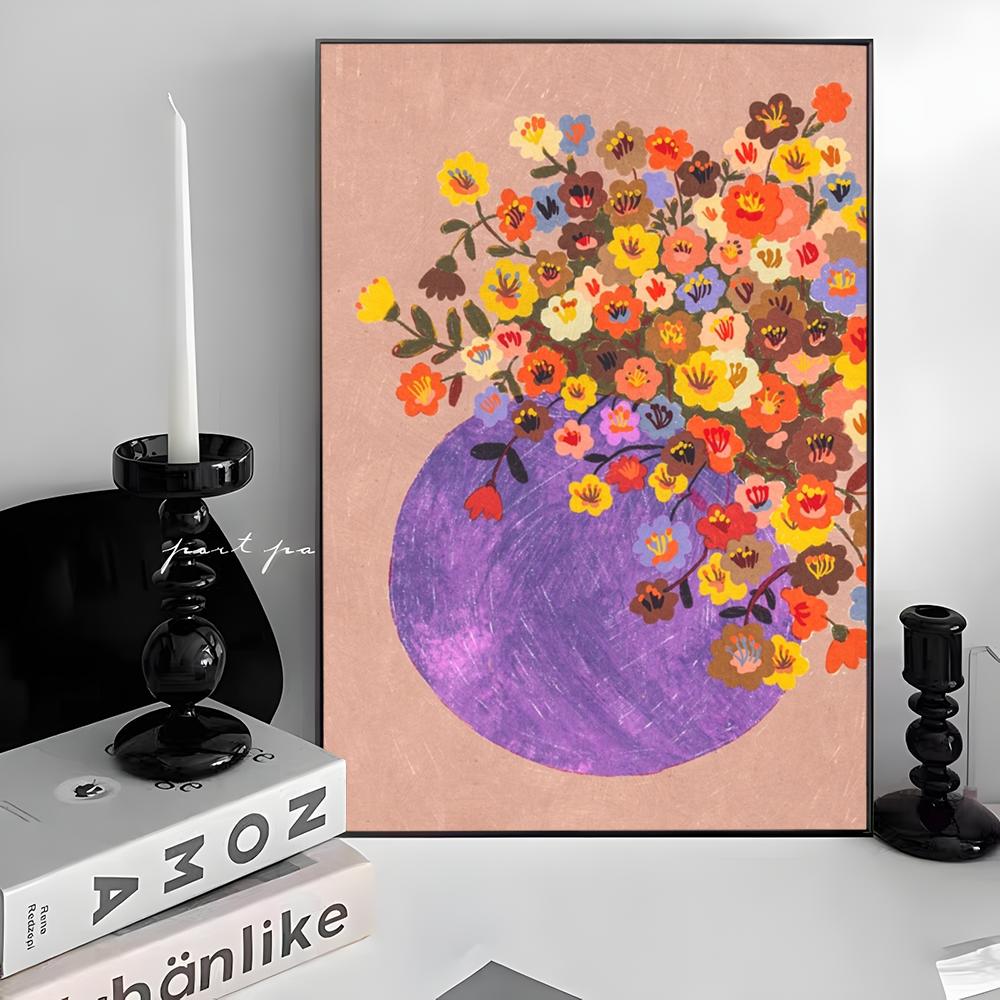 

Color Flowers Art Poster Whitepaper Poster Vintage Room Bar Cafe Decor Vintage Decorative Painting 21*30cm No Frame