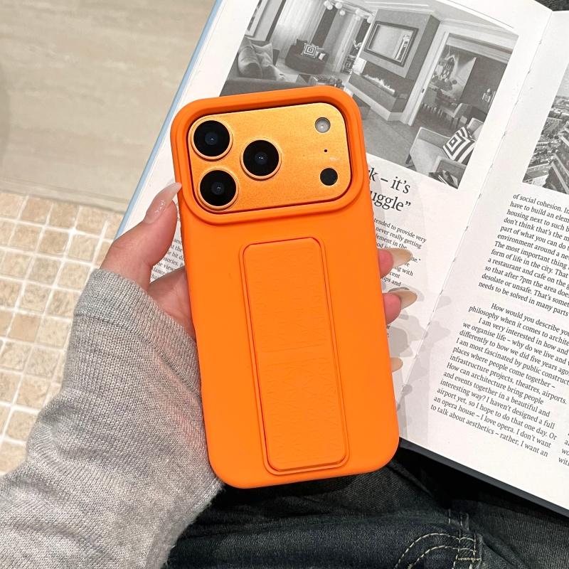 Original Liquid Bracket Folding Candy Case For iPhone 17 Air 16 15 14 Plus 13 12 11 Pro Max Plain Color Shockproof Smooth Cover