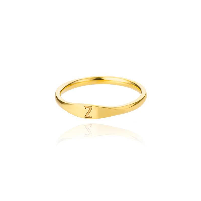 

Fashion Initial Signet Ring 7 Size Gold Color Dainty Rings Women Stainless Steel Letters Wedding Christmas Jewelry Accessories 7