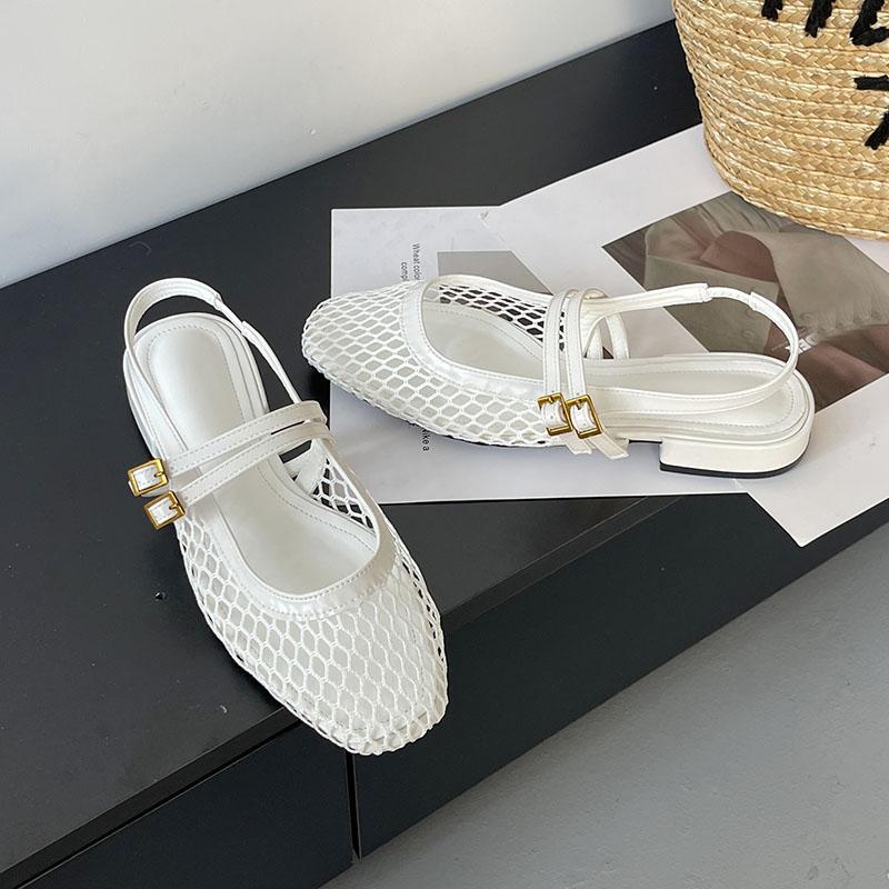 Fashion Big Size Fashion Mesh Women Flats Sandals Mules Shoes Spring Summer Breathable Female Shallow Footwear Ladies Flat Sandals Shoes