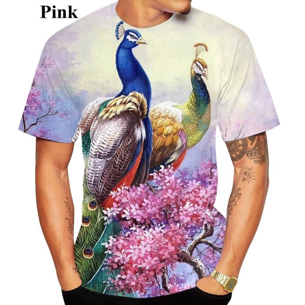 Innovative Peacock Display short sleeved T-shirt for men and women, new 3D printed Peacock T-shirt