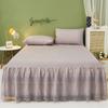 1pc Bed Skirt +2pcs Pillowcase King Queen Size Soft Sanding Fabric Bed Skirt Princess Romance Bedspread