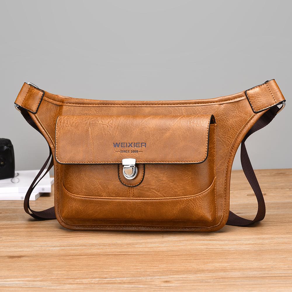WEIXIER Men's Leather Sling Bag Crossbody Shoulder Bag Waterproof Messenger Waist Chest Bag Briefcase Travel Bag