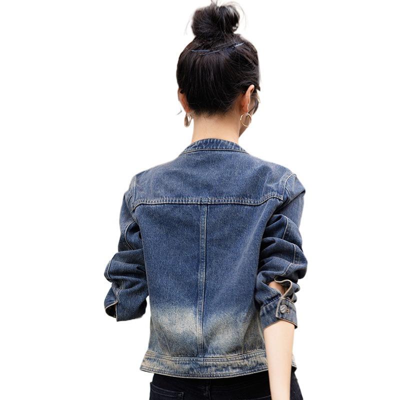 Denim Jacket Women's Spring New Fashion Versatile Stand-up Collar Casual Loose Short Jacket Top Women