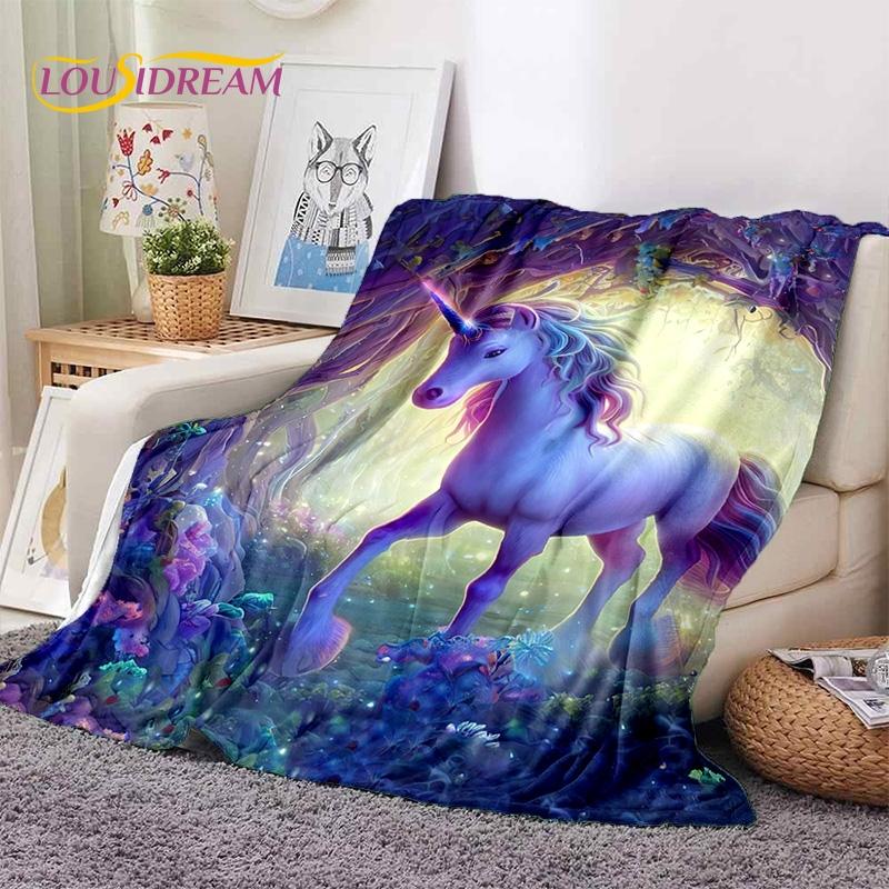 3D Cute Dream Unicorn Cartoon Girl  Soft Blankets,Keep Warm Throw Blanket Comfortable Blanket for Picnic Beds Sofa Home Bedroom