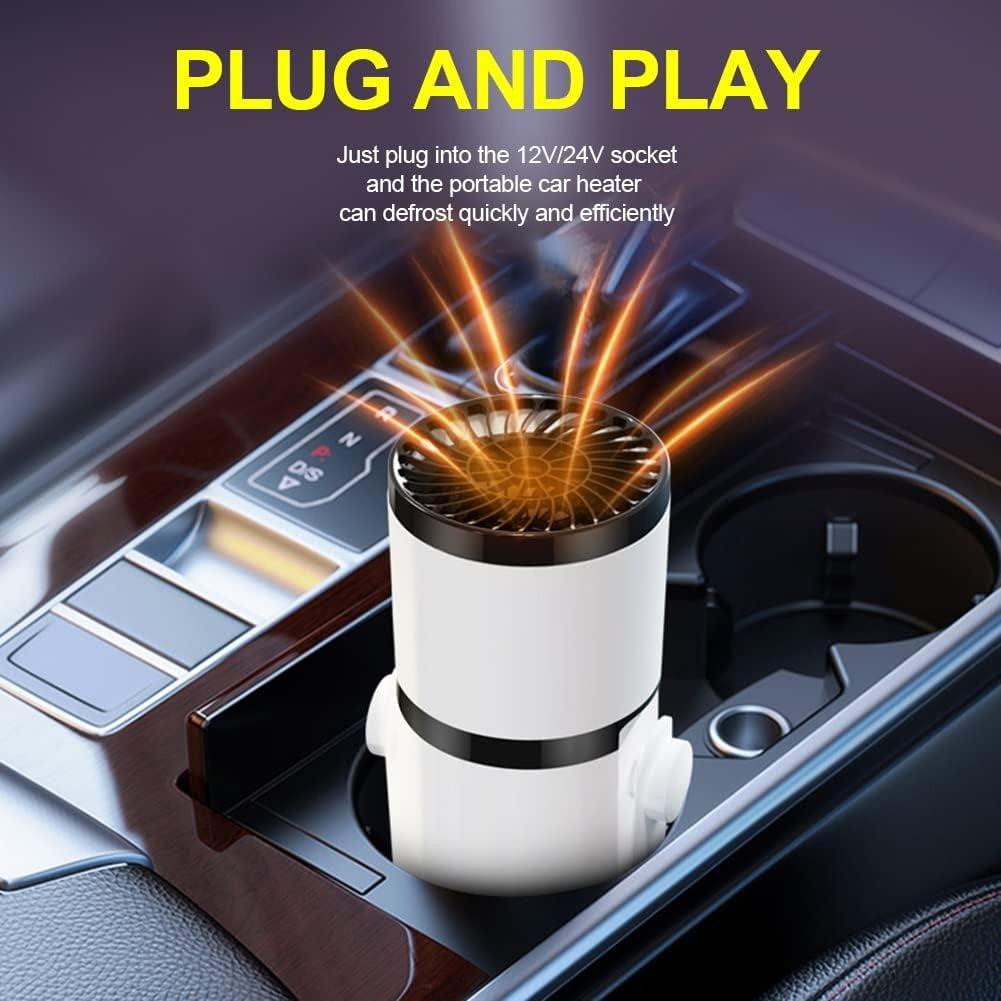 Riscaldatore Elettrico per Auto 2 in 1 Rotabile a 360 Gradi 12V/24V Riscaldatore Elettrico Pieghevole Raffrescatore per Auto Accessori per Auto
