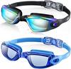 Aegend Swim Goggles 2-Pack No Leaking Anti-Fog UV Protection Mirrored Adult Men Women Wide View Outdoor
