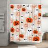 Halloween-themed Shower Curtain with Cute Pumpkin Ghost Designs for Bathroom Decor Orange, White, Black Color Scheme (size Custo