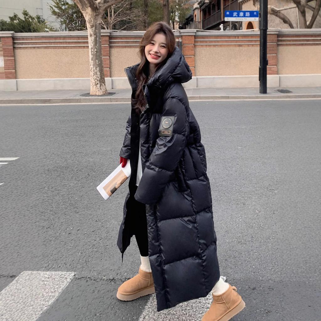 Winter black and gold down cotton-padded clothes for women's winter new long knee-length cotton-padded clothes, thickened loose cotton-padded jackets