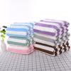 Quick-Drying Striped Coral Fleece Bath & Face Towels - Soft & Absorbent for Hotel, Salon, or Beach Use