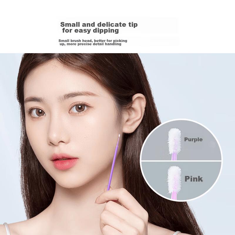 UPLUS Nano Cotton Swabs, Makeup Use, Thin and Small, 200 Pieces, Purple + Pink