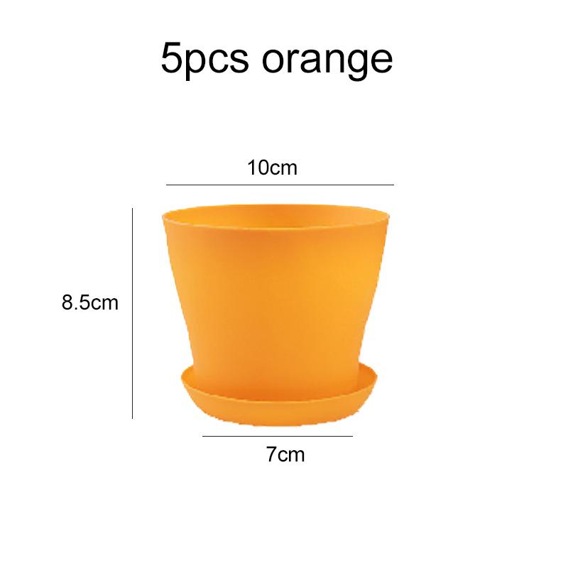 5pcs Mini Flower Pot with Tray Thickened Resin Plastic Ventilation Balcony Desktop Decoration Greenery Succulent Gardening TMZ