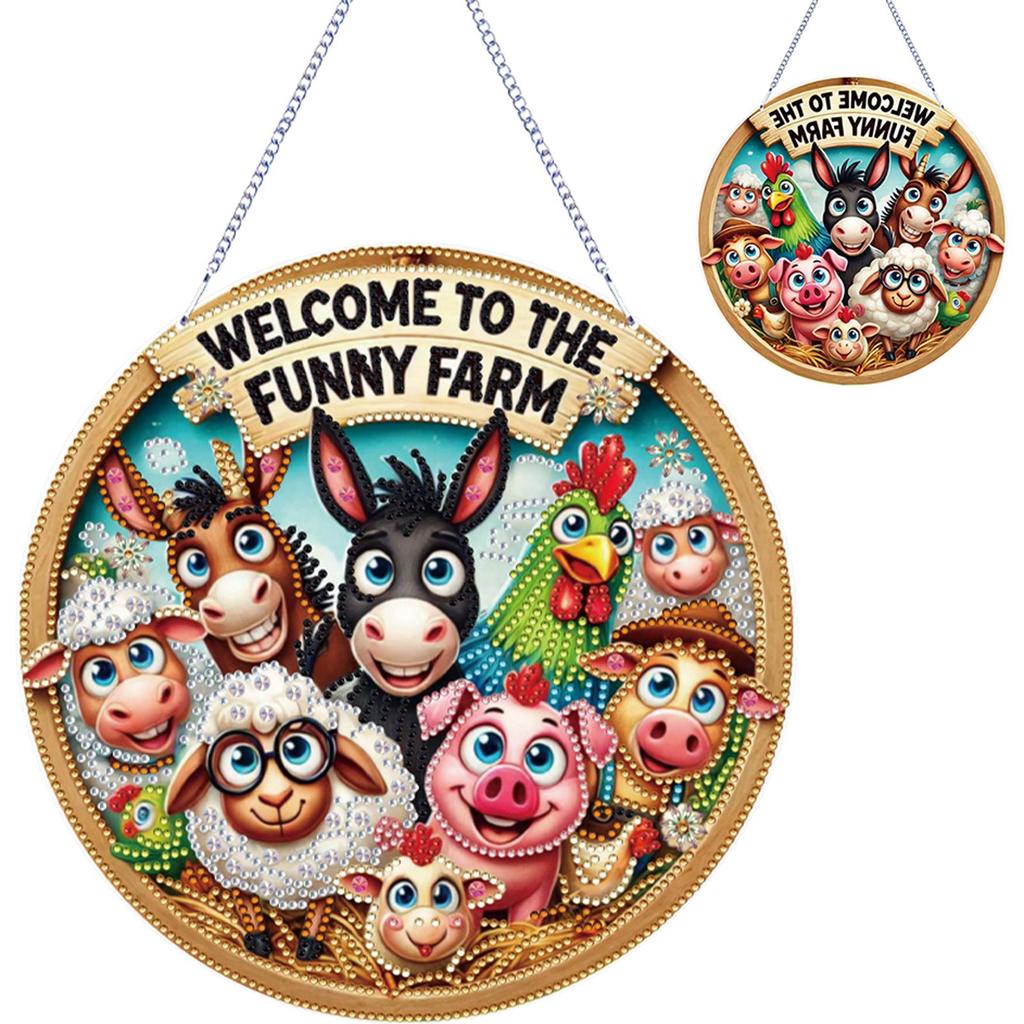 5D DIY Diamantmalerei Punkte Anhänger Doppelseitiger Druck Strassstein Diamantkunst Fensteranhänger für Gartenfenster Dekoration