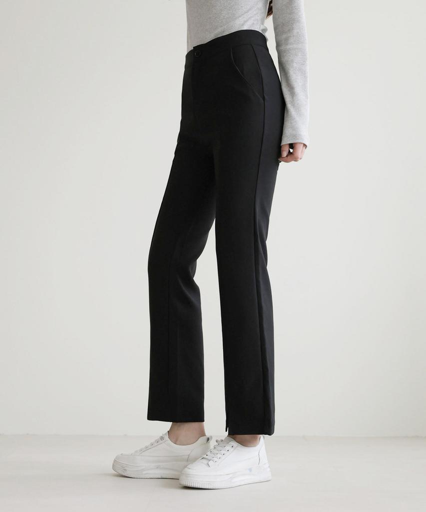 Jikeulib Secret Banding Front Line Slit Semi-Bootcut Slacks