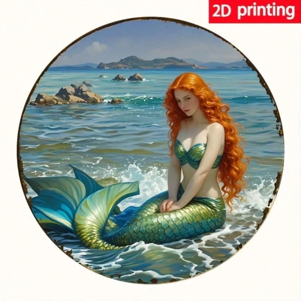 Vintage Mermaid Aluminum Wall Art Home Cafe Decor Halloween Gift