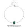 Ailmay 925 Sterling Silver Vintage Green Rectangular Zircon Chain Bracelet for Women Engagement Wedding Anniversary Gift