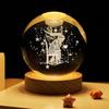 Crystal Ball With Wood Stand Laser Engraved 6CM Glass LED Crystal Ball Souvenir Gifts Home Decor Star Moon Night Light