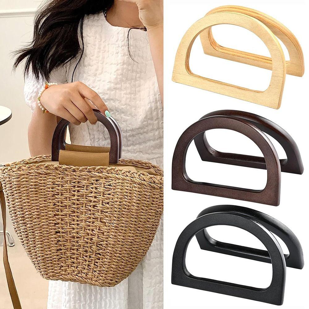 New Wooden Handbag Handles D-shaped DIY Purse Handles Replacement Purse Strap