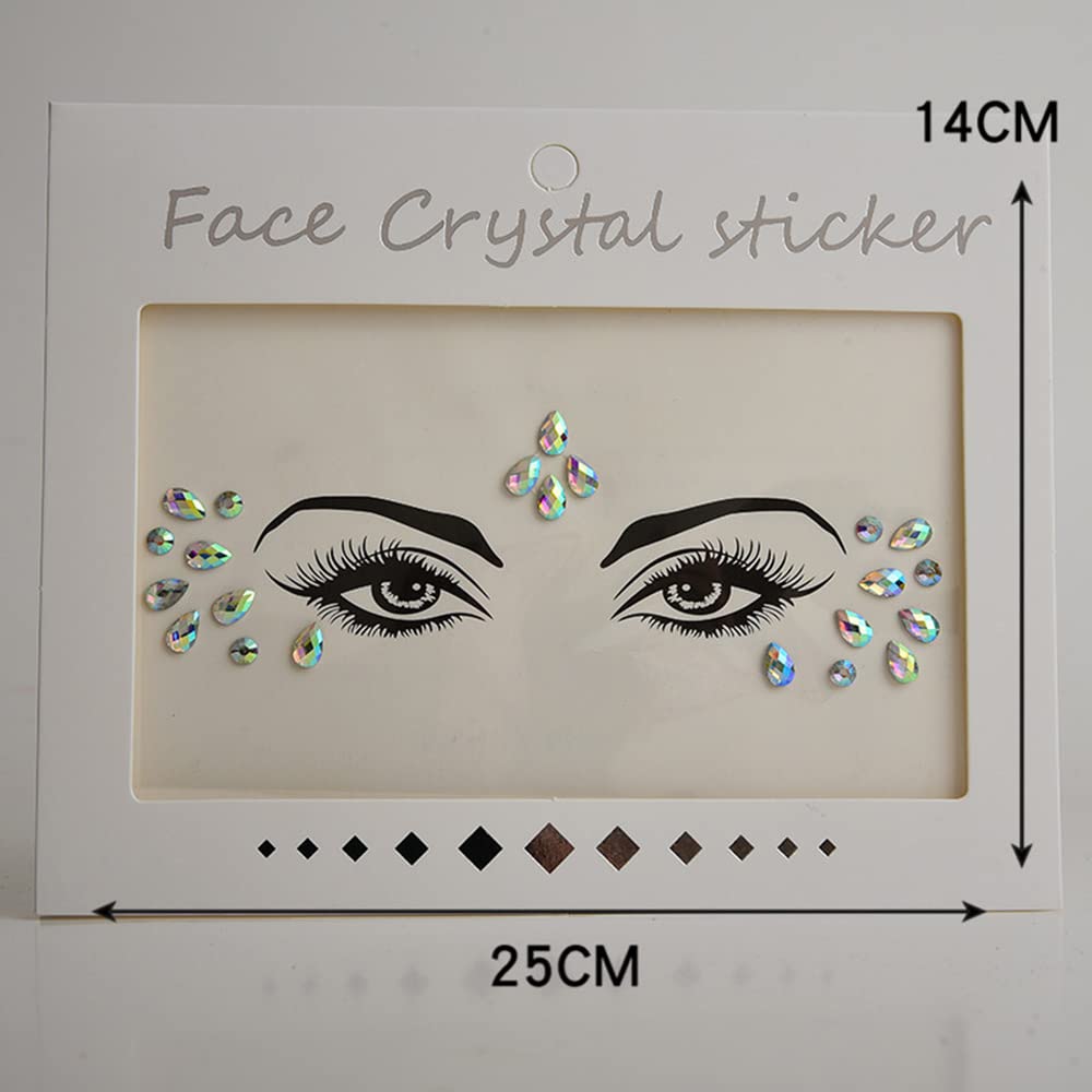S.A.V.I 3D Face Gems Sticker, Crystal Tattoo Rhinestone Decoration for Women Girls for Events Weddings Parties Clubs