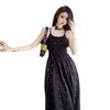 2025 High-End Women's Black Polka Dot Backless Camisole Summer Dress