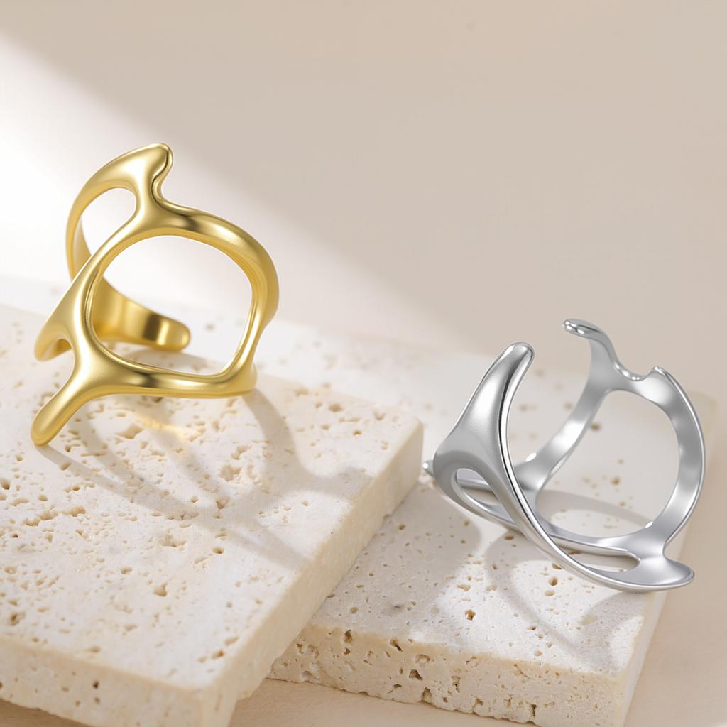  Butterfly Bow Rings for Women Aesthetic Geometric Adjustable Open Ring Stainless Steel Waterproof Jewelry Party Gifts