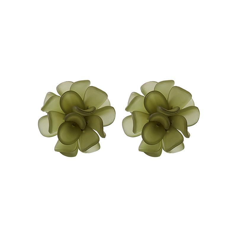Anna Style Frosted Flower Earrings, 925 Silver Needle - Trendy Transparent Studs for Spring/Summer.