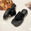 Estate Nuova Moda Eleganti Casual Sandali con Suola Platform Tinta Unita Punta Rotonda Leggeri Tacco Basso Ciabatte a Punta Aperta NO:L5
