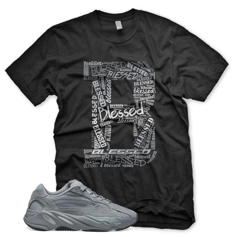 New Black  B  BLESSED T Shirt for YZ 700 Hospital Blue L