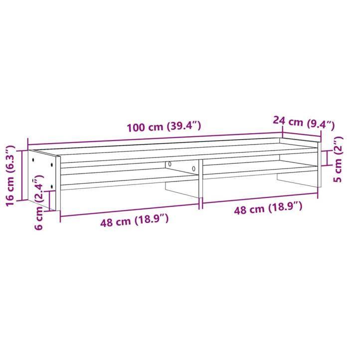 VidaXL Support de moniteur blanc 100x24x16 cm bois d'ingénierie, supports de moniteur double, support pour écran 854724