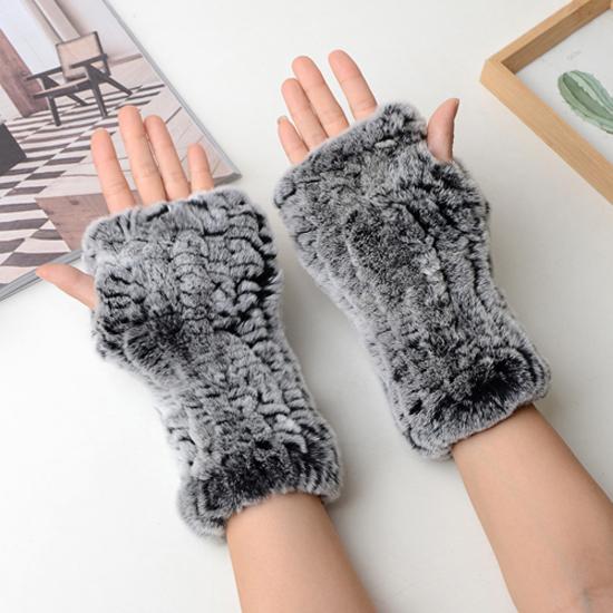 Neue Frauen 100% Echt Echte Gestrickte Rex Kaninchen Pelz Fäustlinge Winter Warme Dame Echtpelz Fingerlose Handschuhe Handgemachte Stricken Pelz handschuh