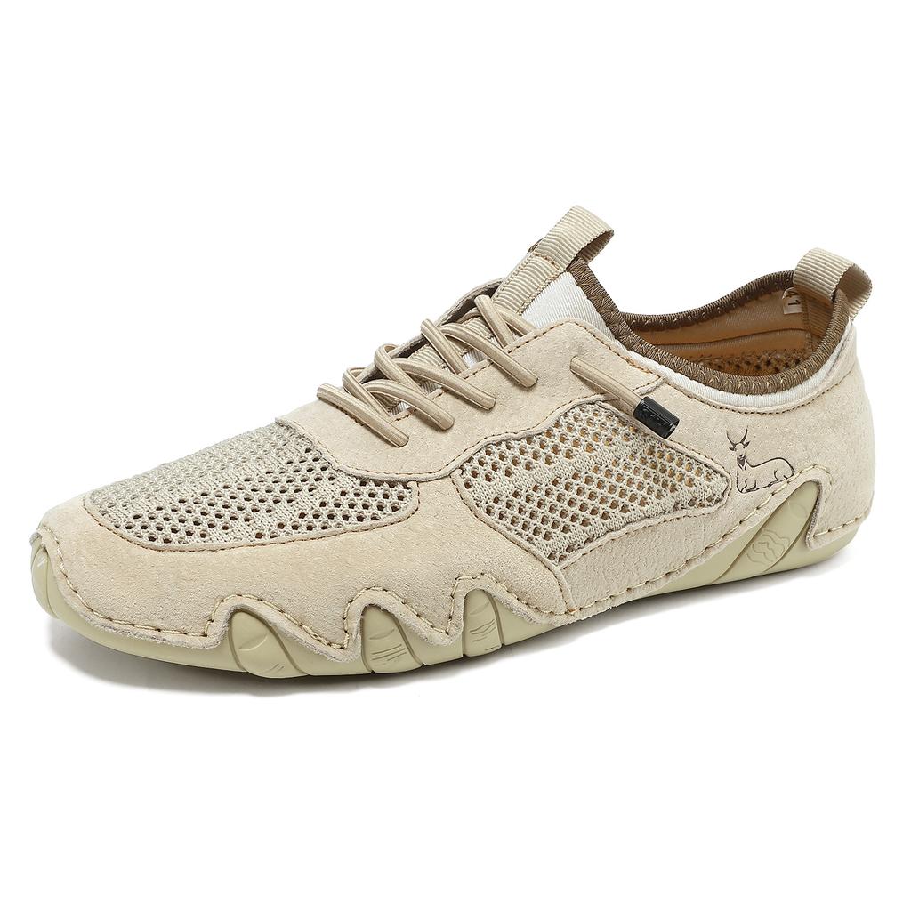 2025 New Summer Men's Casual Sports Shoes Large Size Sewn Leather Mesh Shoes Octopus Men's Shoes