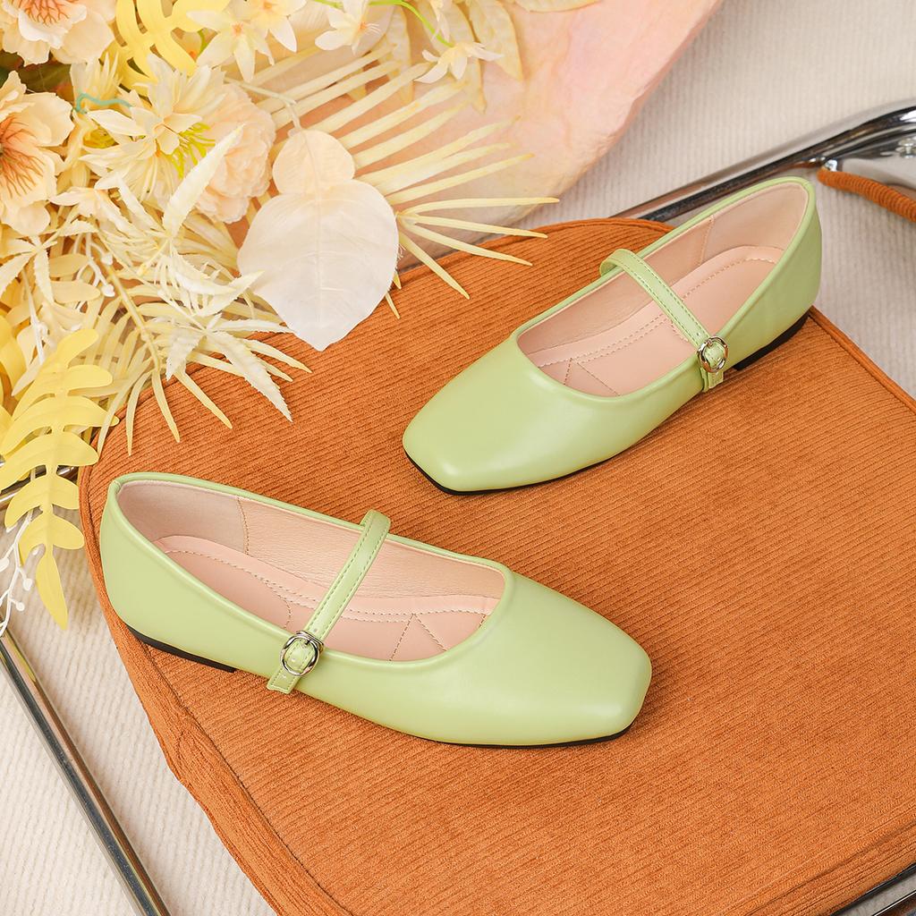 Fashion Flat Shoes for Women 2025 Spring and Autumn French Square Toe Silver Mary Jane Plus Size Women's Shoes Zapatos Mujer ladies