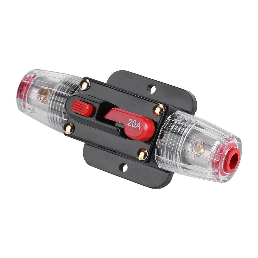 DC12V-24V Car Circuit Breaker Reset Inline Fuse Inverter Audio/Video System Protection (20A)