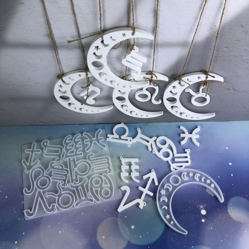 Pack of 2 Constellations Silicone Mold Handmade Craft Tool Silicone Pendant Moulds for Crafting Cement Wall Hangings