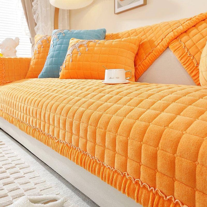 Pernă pentru canapea din pluș antiderapant de iarnă Pernă de flanel în carouri îngroșată Canapea din piele Spătar Cotiera canapea din catifea prosop personalizat