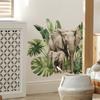 2 Pcs Jungle Leaf Parent Baby Elephant Bedroom Living Room Home Background Beautification Wall Stickers