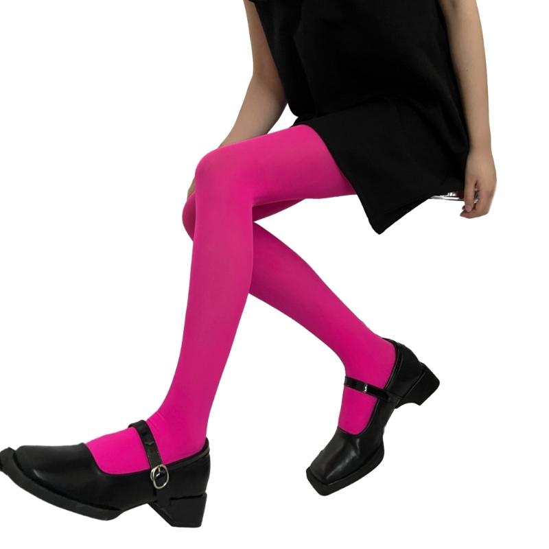 Run Resistant Solid Colored Semi Opaque Footed Tights High Waist Pantyhose Control Top Tights Halloween Cosplay Costume