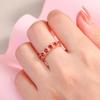 Imitation Natural Garnet Ring Women'S Rose Gold Plated Row Diamond Inlaid 3Mm Light Luxury Row Ring