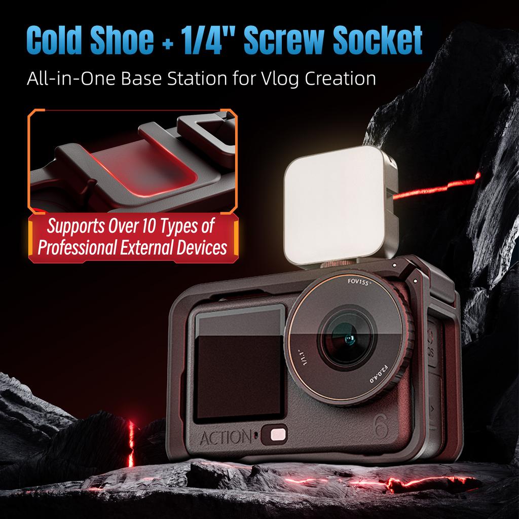 STARTRC Für DJI Osmo Action 6 Multifunktionaler Erweiterungs-Schutzrahmen Vertikale Horizontale Aufnahme Kunststoffkäfig