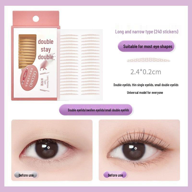 GECOMO Invisible Seamless Eyelid Tape - Natural Thin Big Eye Beauty Makeup Tool for Double and Swollen Eyelids.