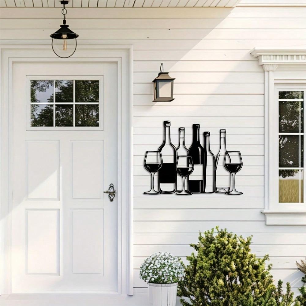 Metal Wine Glass Wall Art 11.81 Inch Minimalist Decor Indoor Outdoor Hanging Gift