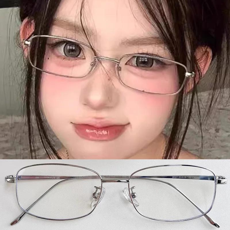 

New Harajuku Small Square Frame Glasses for Women Y2K Vintage Metal Eyeglasses Clear Reading Glasses Blue Light Blocking Eyewear