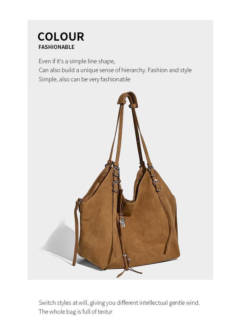 Women's 2025 Autumn Retro Korean Style Frosted Texture Shoulder Tote Bag