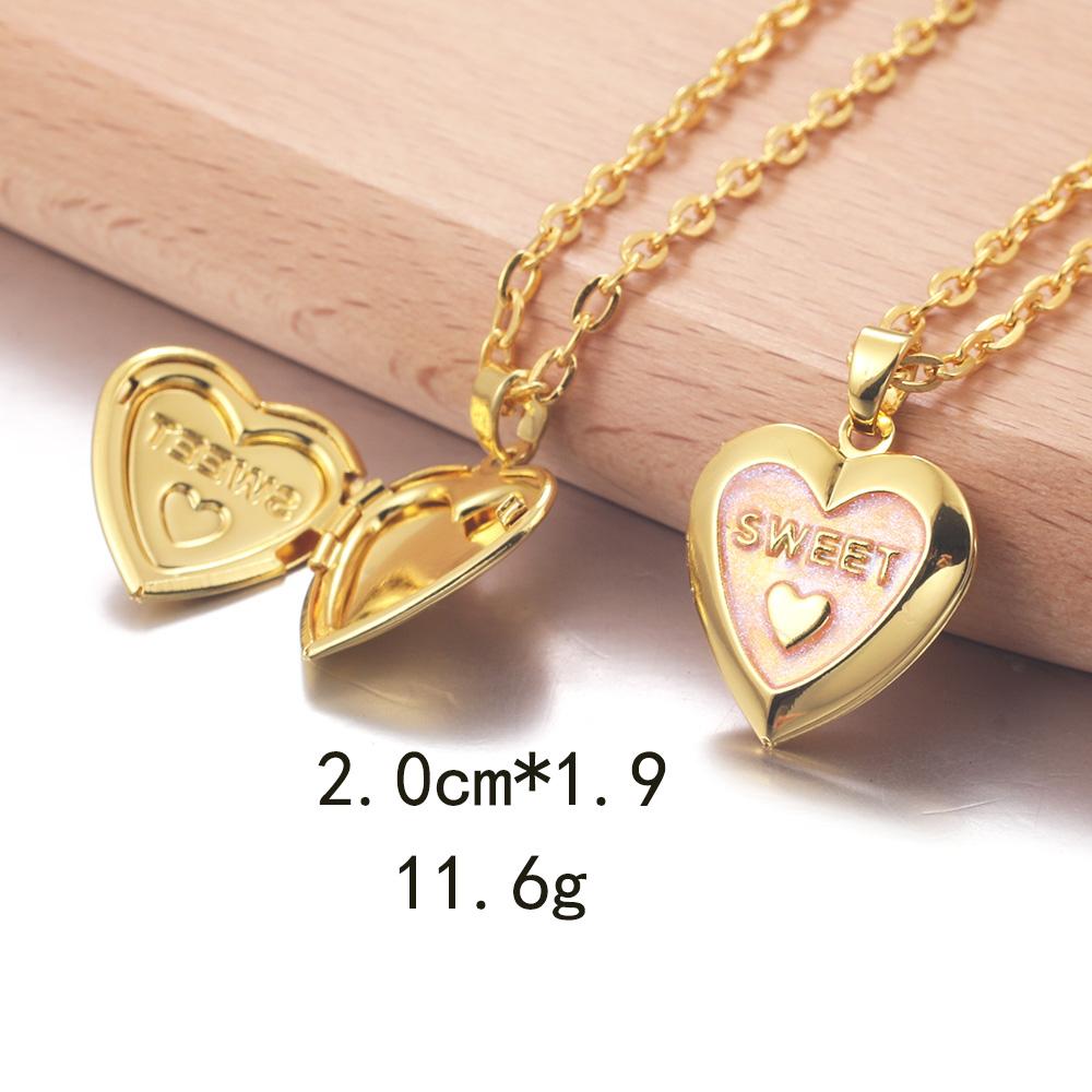 Golden Locket Pendant Mood Necklace Emotion Women Men Lovers Photo Frame Box Choker Necklaces Fashion Love Enamel Jewelry