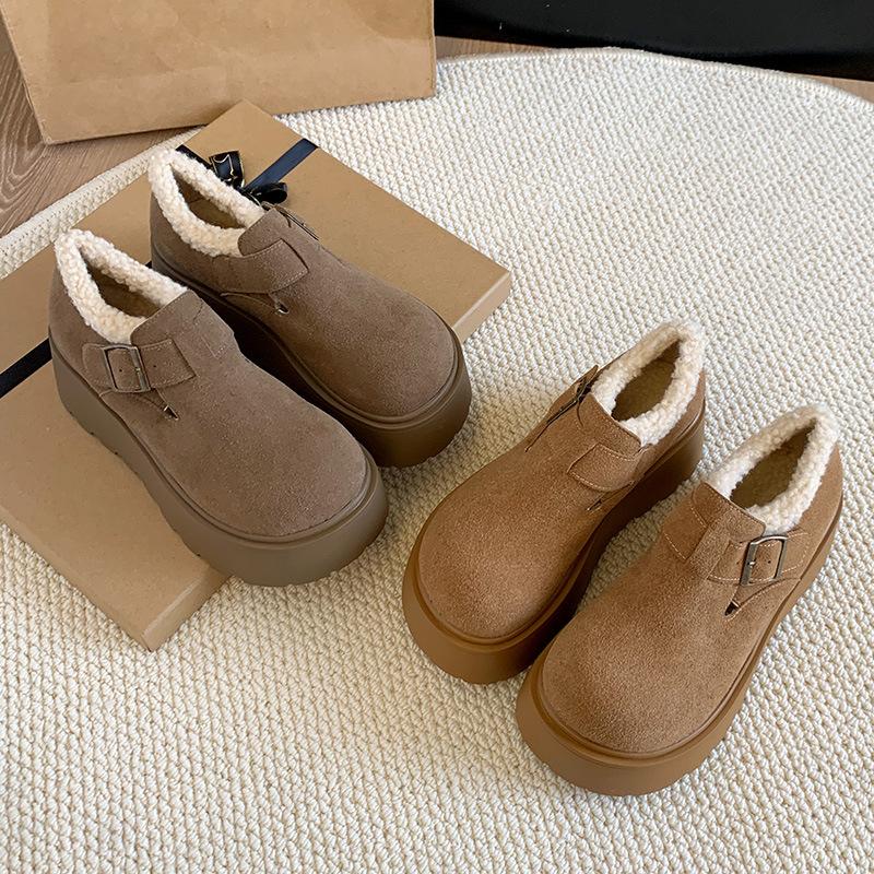 Women's Large Size Soft Sole Heightening Winter Warm Fur One Anti-slip Snow Boots Plush Lined Ankle Boots Outdoor Sports Furry Cotton Shoes